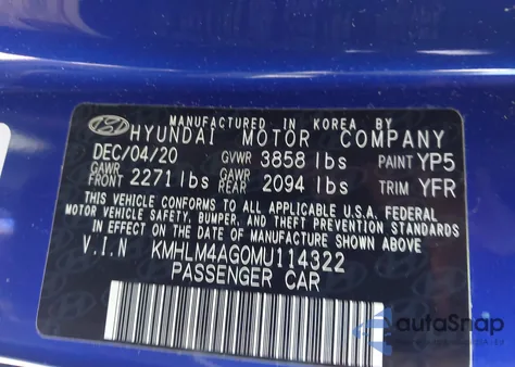 2021 Hyundai Elantra Sel из США, поврежденный, VIN KMHLM4AG0MU114322